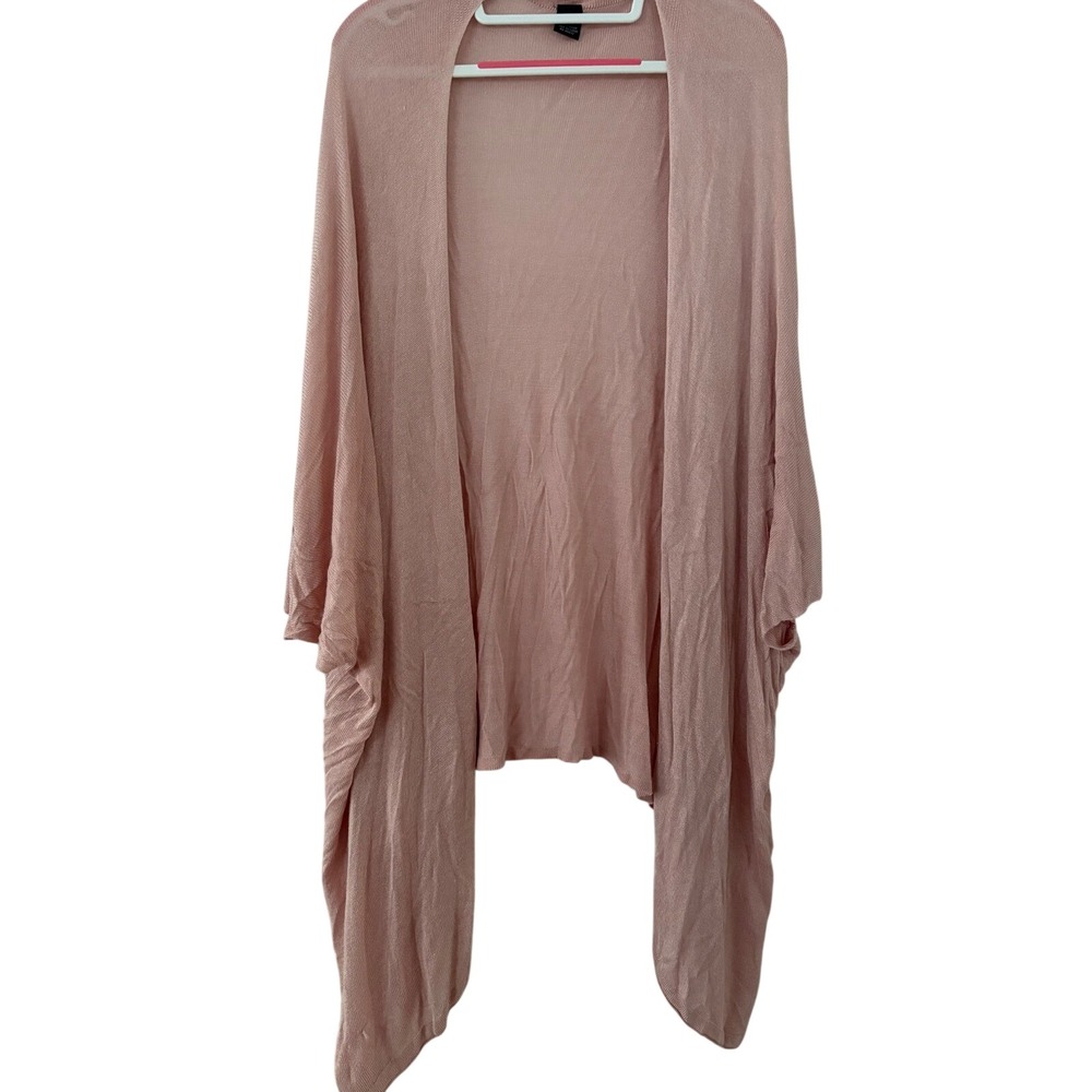 Pink‎ Open Front Knit Cardigan Draped Rayon Wrap One Size Lightweight Layering